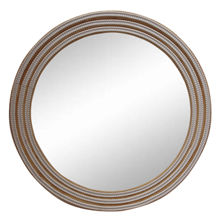 Rustic Beaded Wooden Round Mirror XR3590-6